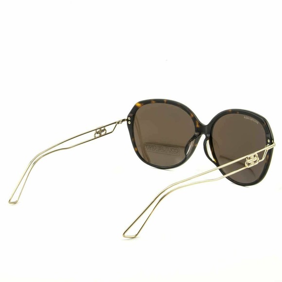 Balenciaga Oversized Round Havana Brown Acetate & Gold Frame Non-Polarized - Picture 6 of 8